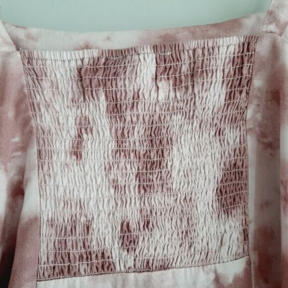 RIPZONE Tie-Dye Pink Tie Shoulder Tank Top Smocked Back Sz XL - Picture 9 of 13